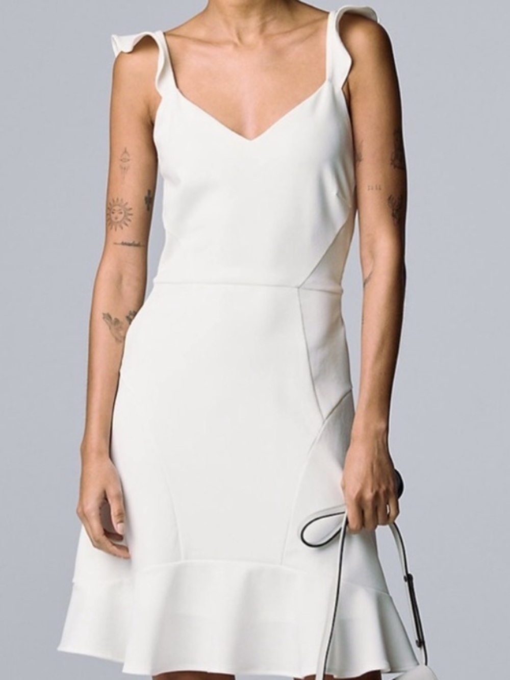 Simply Vera Vera Wang Cream V-Neck Fit-and-Flare Mini Dress